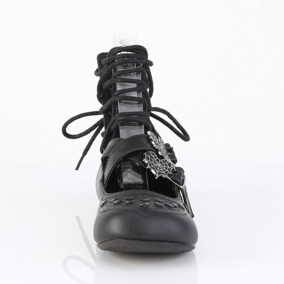 Whimsigoth Goth Heart Spider Web Ballet Flat Shoes - Picture 4 of 5